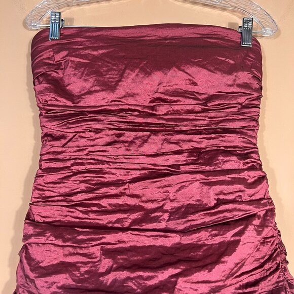 BCBGMaxAzria Strapless Metallic Ruched Mini Lined Cocktail Dress Women's 10 - Picture 2 of 11